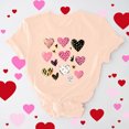 thumbnail image 2 of XMMSWDLA Femmes Saint-Valentin Mignons Cœurs Pêche T-Shirts Graphiques Col Rond Manches Courtes T-Shirts d'Été Beige Hauts de Printemps pour Femmes 2024, 2 of 6
