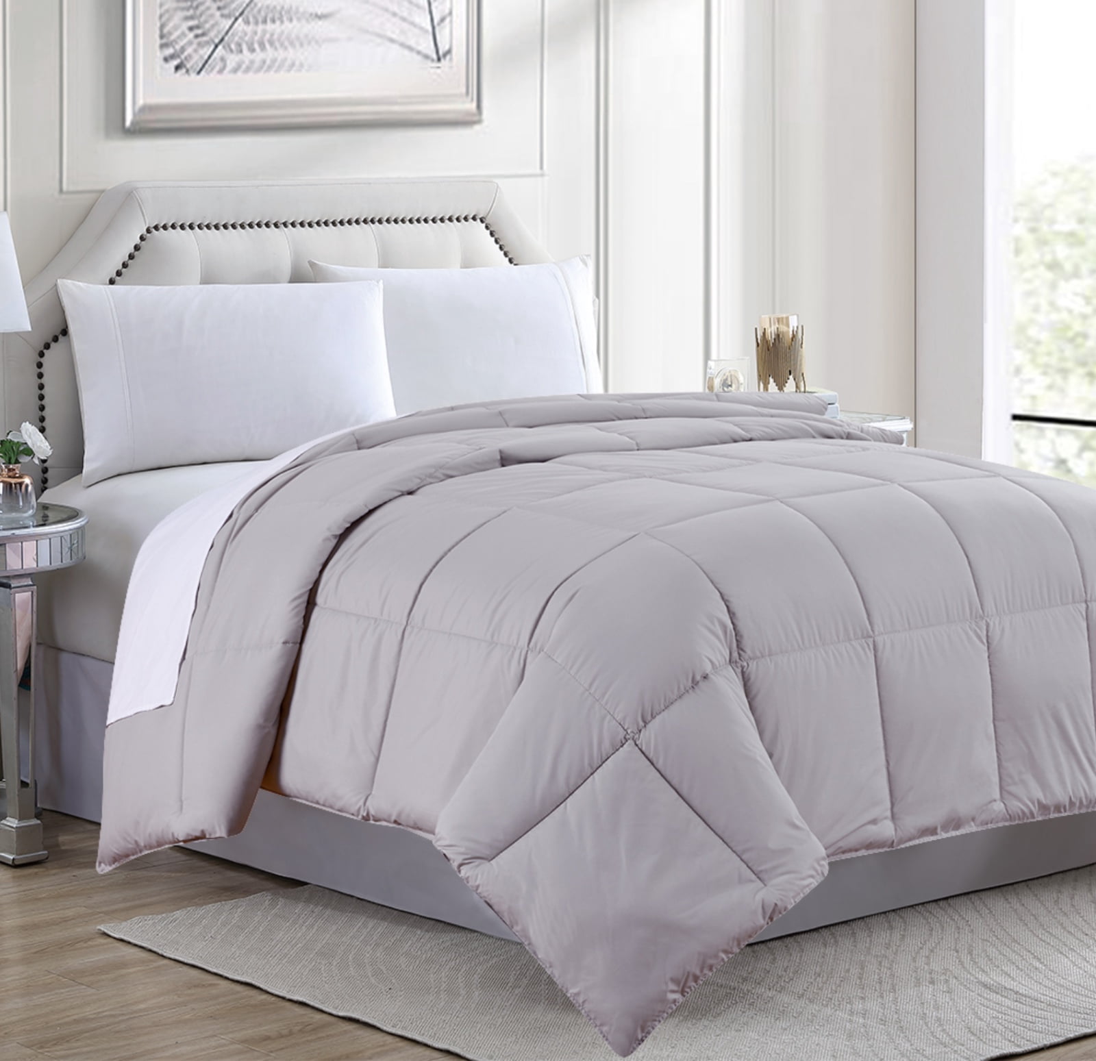 Couette Matelassée en Microfibre Alternative Duvet d'Oie - Grand/argent
