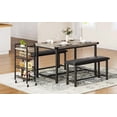 thumbnail image 1 of GloryStar Dining Table Set for 4, Kitchen Table with 2 Upholstered Benches, Wood Kitchen Dining Room Set, for Small Space, Apartment, Home, Dinner, 1 of 8