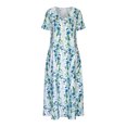 thumbnail image 4 of Jusqu'à 65 % de Rabais! Robes d'Été Mode pour Femmes 2024 Grande Taille Décontractées Amples Imprimées Robe de Plage Robe d'Été Col en V Manches Courtes Robes, 4 of 6