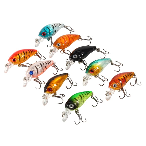Fishing Lures Kits, 9pcs/bag Plastic Fishing Lures Hook Bass Small Fat Crankbait Tackle 4.5cm/4g for Bass Trout Pike Freshwater and Saltwater