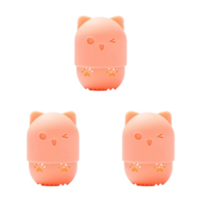 relayinert et Organiser Éponges en Forme de Chat Lavables et Réutilisables Boîte de Rangement Fond orange Clair 3Ensemble