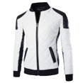 thumbnail image 2 of Men Casual Color Matching Leather Stand-up Collar Zipper Jacket Coats, 2 of 9