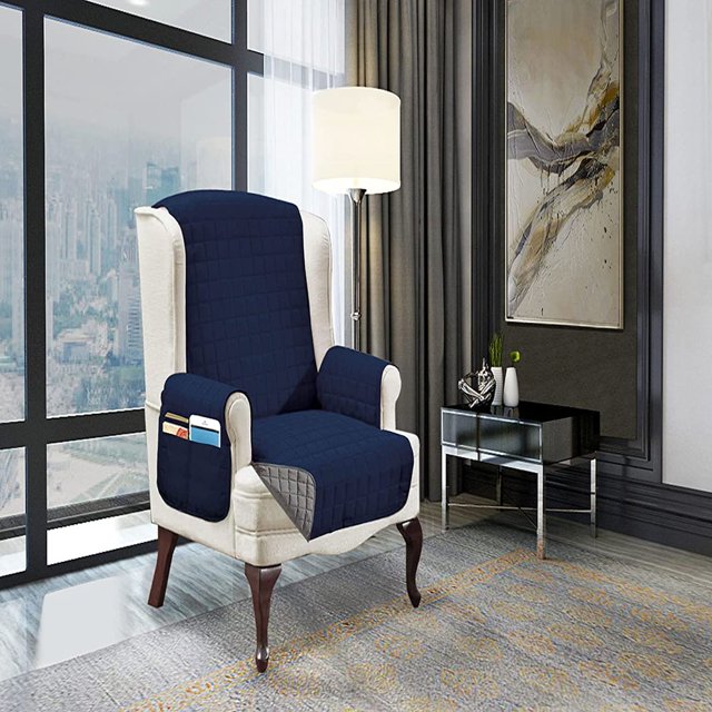 2024 Produits pour Animaux Housse de Meuble Protecteur Réversible pour Chaise Chiens & Chats Bleu Marine/gris
