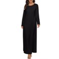 thumbnail image 1 of AherBiu Robe Maxi à Manches Longues pour Femmes, Col Ras du Cou, T-Shirt Basique, Décontractée, Ample, Grande, 1 of 5