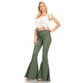 thumbnail image 4 of Feinuhan Women's High Waist Flared Bell Bottom Jeans, Green, Medium, 4 of 5