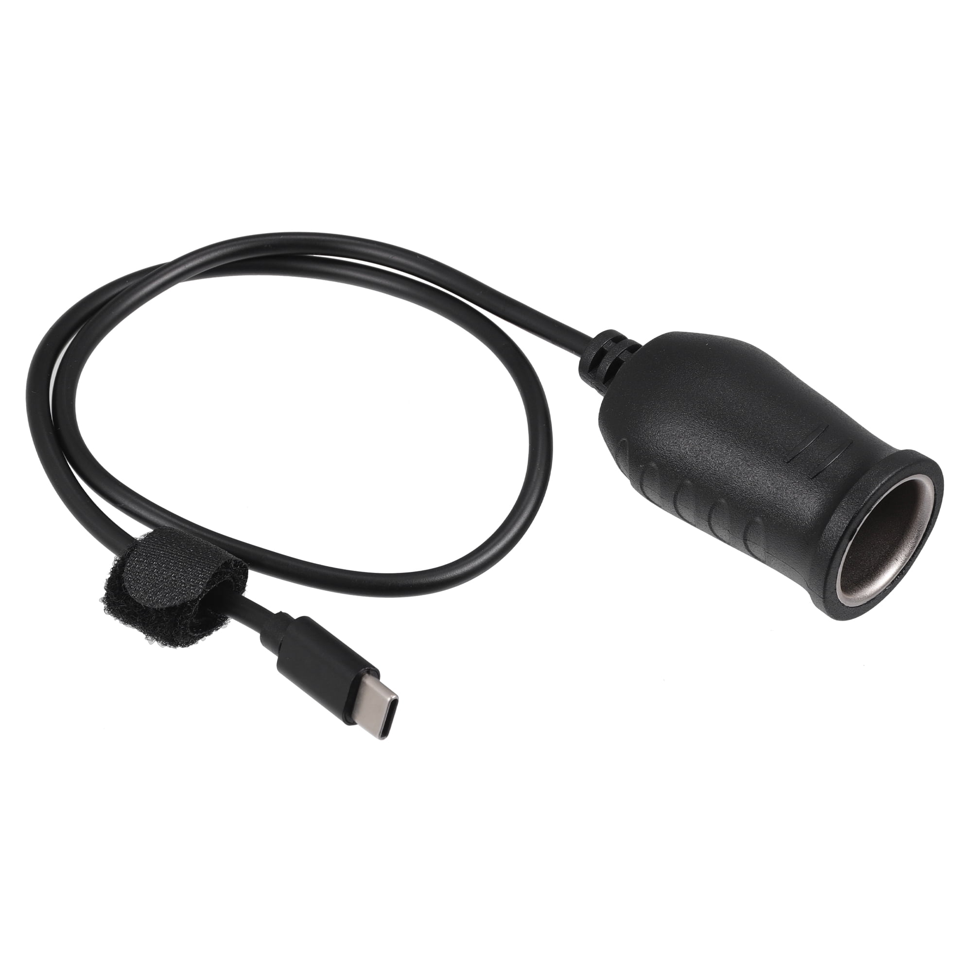 Unique Bargains 20V 0.54m Cigarette Lighter Adapter USB Type C Cigarette Lighter Converter Cable for Car RV Black