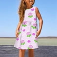 thumbnail image 2 of PMVFHDE Robe Fille pour l'Été Mode Fille Mignonne Printemps et Été Imprimée Col Rond Sans Manches Robe Décontractée (5), Rose, 8-9, 2 of 5
