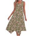 thumbnail image 2 of Ovzne Robes d'Été pour Femmes Robe Femme Imprimé Sans Manches Poche Ourlet Irrégulier Col Rond Robe Robe de Printemps Imprimée Liquidation, 2 of 5