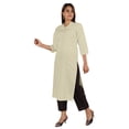 thumbnail image 3 of Moomaya Blouses Unies à Plis Nervurés pour Femmes Kurti Ethnique Indien Décontracté Kurta en Coton, 3 of 7