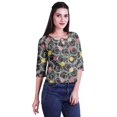 thumbnail image 2 of Moomaya Printed Keyhole Neck Ring Top Casual 3/4th Sleeve Tees Tank Tunic Top, 2 of 5