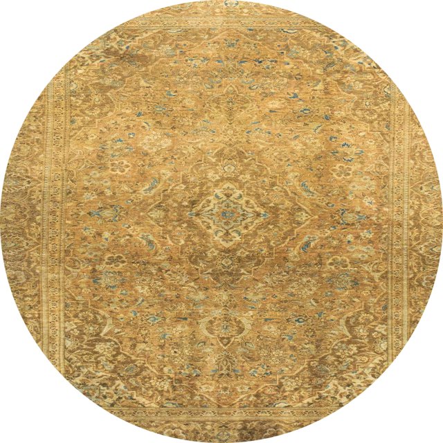 Ahgly Company Indoor Round Abstract Sedona Brown Oriental Area Rugs, 4' Round