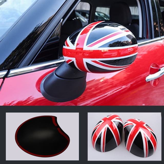 2x Union Jack UK Flag Mirror Covers for MINI Cooper R55 R56 R57 Black/Red