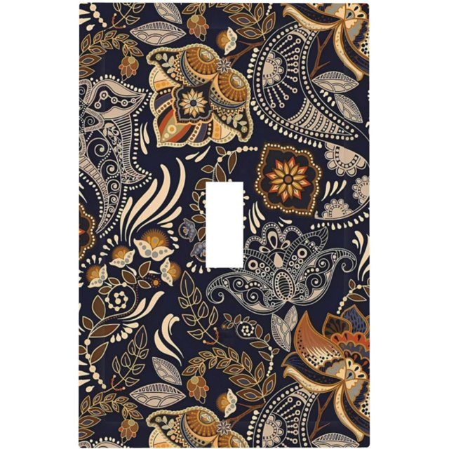 Nadoabtm Decorative Light Switch Cover Paisley Pattern Flower Cashew Flower Plant 1 Gang Single Toggle Decorator Outlet Wall Plate Device Electrical Faceplate Switchplates for Bedroom Home Decor