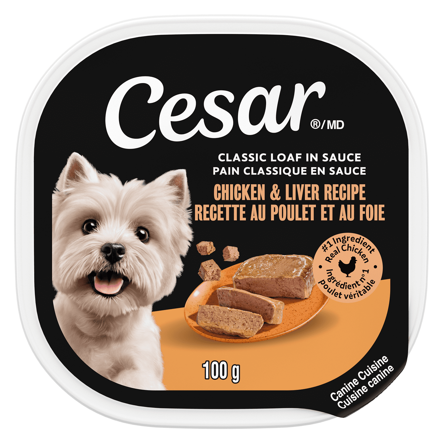 Cesar Classic Loaf in Sauce Chicken & Liver Recipe Soft Wet Dog Food