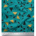 thumbnail image 1 of Soimoi Green Poly Georgette Fabric Dot,Zig Zag & Triangle Geometric Printed Fabric 1 Yard 52 Inch Wide, 1 of 1