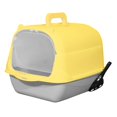 thumbnail image 4 of lionlar Hooded Cat Litter Box Fully Enclosed Cat Toilet Portable with Front Door Kitten Handheld Gray Yellow, 4 of 9