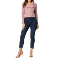 thumbnail image 2 of INSPIRE CHIC Women's Motorcycle Jacket Faux Suede Solid Color Asymmetric Zipper Jacket XL Dusty Pink, 2 of 6