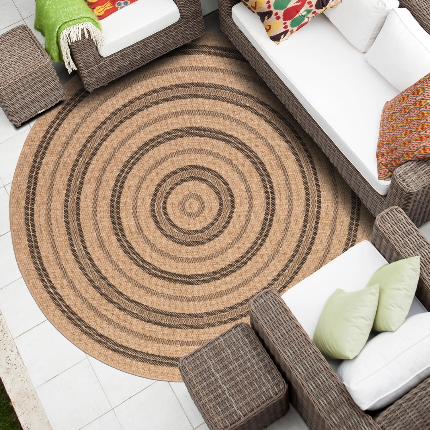 Erbanica Round Quick Dry Jute Look Indoor Outdoor Rug - Walmart.ca