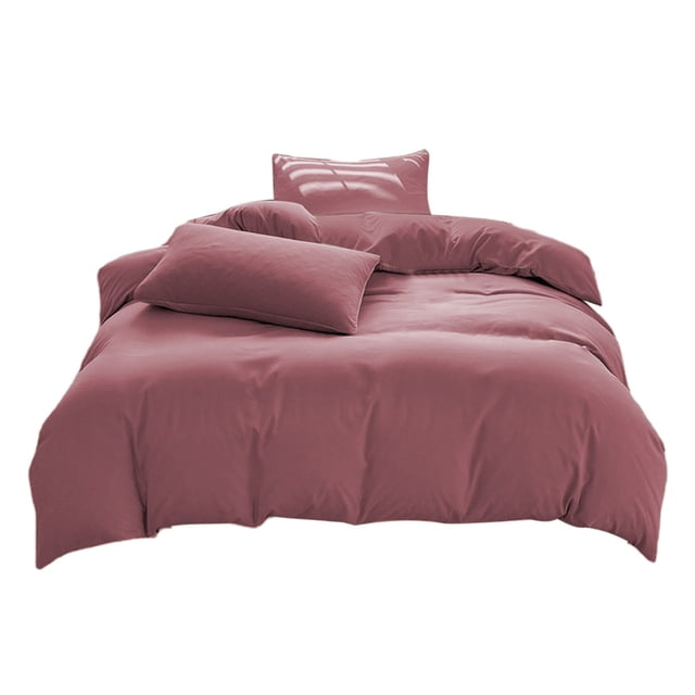 All-Season Bedding Set, 4-Piece Washable Solid Color Duvet Cover and Sheet Set with Pillowcases, Soft Breathable Fabric for Year-Round Home Use