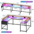thumbnail image 2 of Ourlova Brown Versatile U-Shaped Computer Desk with Power Outlets & RGB LED Lights – 78-Inch Reversible L-Shaped Office Desk with Monitor Stand & Ample Storage for Gaming and Work, 2 of 7