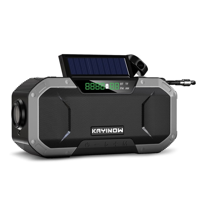 ikayaa Emergency Solar Hand Crank 5000mAh Power Bank Flash Light Outdoor Camping Survival