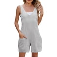thumbnail image 1 of yoeyez Workout Romper for Women,Women Sleeveless V Neck Pockets Jumpsuits Solid Color Backless Fashion Playsuits Rompers Jumpsuit Gray,XXL, 1 of 7