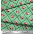 thumbnail image 2 of Soimoi Poly Georgette Fabric Check,Leaves & Rose Floral Print Fabric by the Yard 42 Inch Wide, 2 of 3