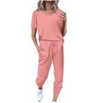 thumbnail image 1 of Timegard 2 Piece Sets for Women Summer Short Sleeve Tops and Drawstring Pants with Pockets Comfy Casual Sets, 1 of 5