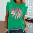 thumbnail image 2 of KIHOUT Nouveau Haut de Mode d'Été pour Femmes 2025, T-Shirt à Manches Courtes à Col Rond Décontracté à Imprimé Floral Vert G, 2 of 5