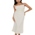 thumbnail image 1 of MesaSe Femmes Col Capot Bretelles Spaghetti Midi Robe Côté Divisé Sans Manches Dos Froncé Bodycon Formelle Longues Robes, 1 of 4