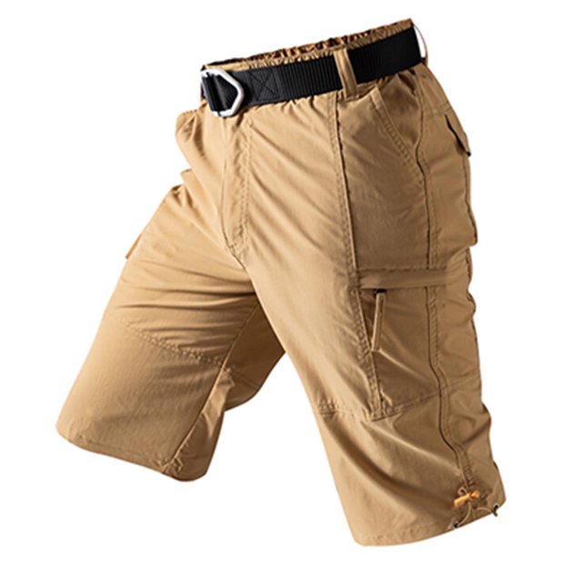 QATAINLAV Shorts Cargo pour Hommes, Plein Air, Résistants, de Randonnée et de Travail, avec Fermeture Éclair, Multiples Poches, Grande Taille et Taille Forte, Shorts de Golf et de Pêche, Kaki, XXXXXL, Cadeaux pour Hommes pour Anniversaire