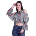 thumbnail image 2 of Moomaya Plus Size Cold Shoulder Top Printed Ladies Tops Blouses Women Party Tops, 2 of 4