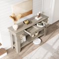 thumbnail image 4 of Table Console Rustique de 54 Pouces avec Tiroirs - Table d'Entrée en Bois avec Tablette Ouverte pour Sofa, Couloir et Salon, 4 of 8