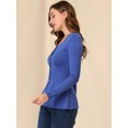 thumbnail image 4 of INSPIRE CHIC Women's V Neck Long Sleeve Ribbed Pullover Knitted Peplum Top, 4 of 6