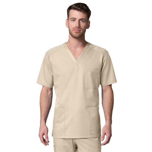 Maevn Uniforms Men's V-Neck Mesh Panel Solid Scrub Top