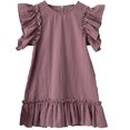 thumbnail image 1 of Qudderr Robes d'Été pour Enfants et Bébés pour Fille, Robe Décontractée Évasée à Volants, Robe Soleil pour Tout-Petit en Coton et Lin pour 6 Mois - 6 Ans, 1 of 9