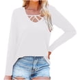 thumbnail image 1 of Womens Fashion Solid Color Round Neck Long Sleeve Casual T-Shirt Top Blouse, 1 of 1