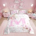 thumbnail image 1 of Erosebridal Ensemble de Literie Monogrammée pour Filles, Couette Simple, Couette en Duvet Rose, Décor Lettre Initiale m, Réversible 2 Pcs, 1 of 8