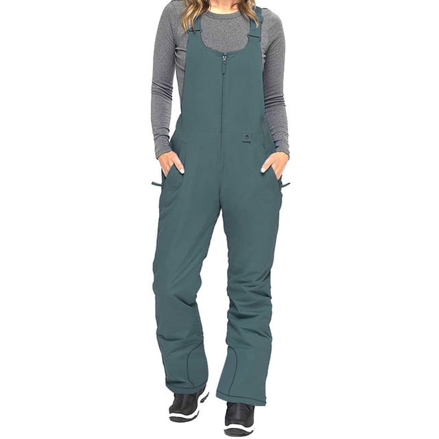Womens Classic Ski Snow Bib Overalls Windproof Waterproof Insulated Ripstop One-Piece Jumpsuit Hiking Suspender Bib Pant