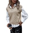 thumbnail image 4 of Sweater Vest Women Oversized V Neck Sleeveless Sweaters Womens Cable Knit Tops, 4 of 4