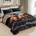 thumbnail image 3 of JML Couverture en Molleton Peluche Doux pour Lit Très Grand 83"x91 Pouces 5.7lb, Couverture Raschel 2 Plis Orignal et Cheval, 3 of 7