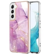 Supershield Samsung Galaxy S23 Plus Case Marble Floral Design Protective Soft Flowers Phone Case - Purple