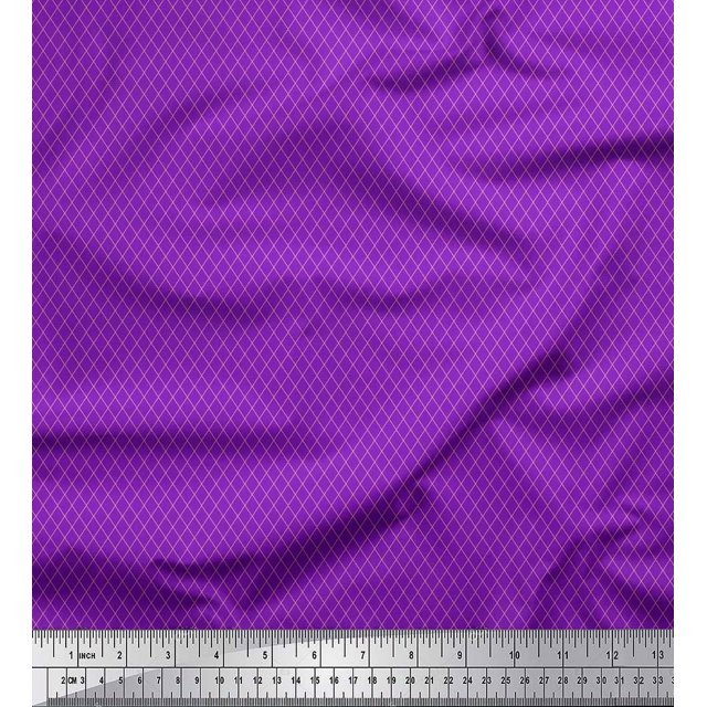 Soimoi Purple Moss Georgette Fabric Diamond Geometric Printed Fabric 1 Yard 42 Inch Wide