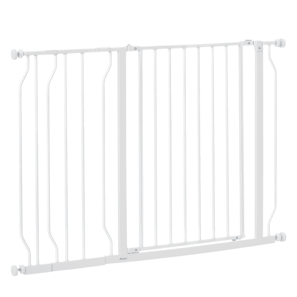 PawHut Barrière pour Chien Extra Grand 30 Pouces - 45 Pouces avec Système à Double Verrouillage Blanc