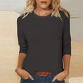 thumbnail image 2 of Timegard Womens Summer Tops Crewneck 3/4 Sleeve Solid Color Comfy Basic Tee Shirts Casual Loose Tops, 2 of 5