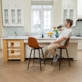 thumbnail image 4 of Homy Casa Set of 4 Swivel 26 inch Bar Stools with Footrest Upholstered Seats for Kitchen Dining Home Bar, Cognac Faux Leather, 4 of 10