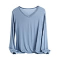 thumbnail image 1 of MeetoTime Women's Long Sleeve Shirts Soft Lightweight Undershirts V-Neck Slim Tees Basic Layer Pullover Tops, 1 of 6
