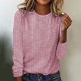 thumbnail image 2 of WTXUE T-Shirts à Manches Longues, Chandails à Col Rond pour Femmes Automne Hiver Décontractés à Rayures T-Shirt Haut Rayé Hauts Décontractés pour Femmes Rose/à Rayures TTG, 2 of 6