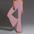 thumbnail image 2 of Pantalon Décontracté pour Femmes, Uni, Longueur Sport, Jambe Évasée, Taille Haute, 2 of 6
